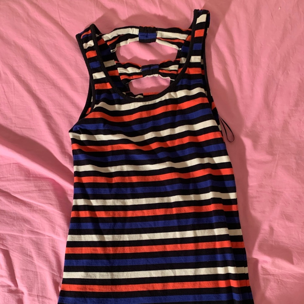 forever 21 body con stripe dress with bow detail